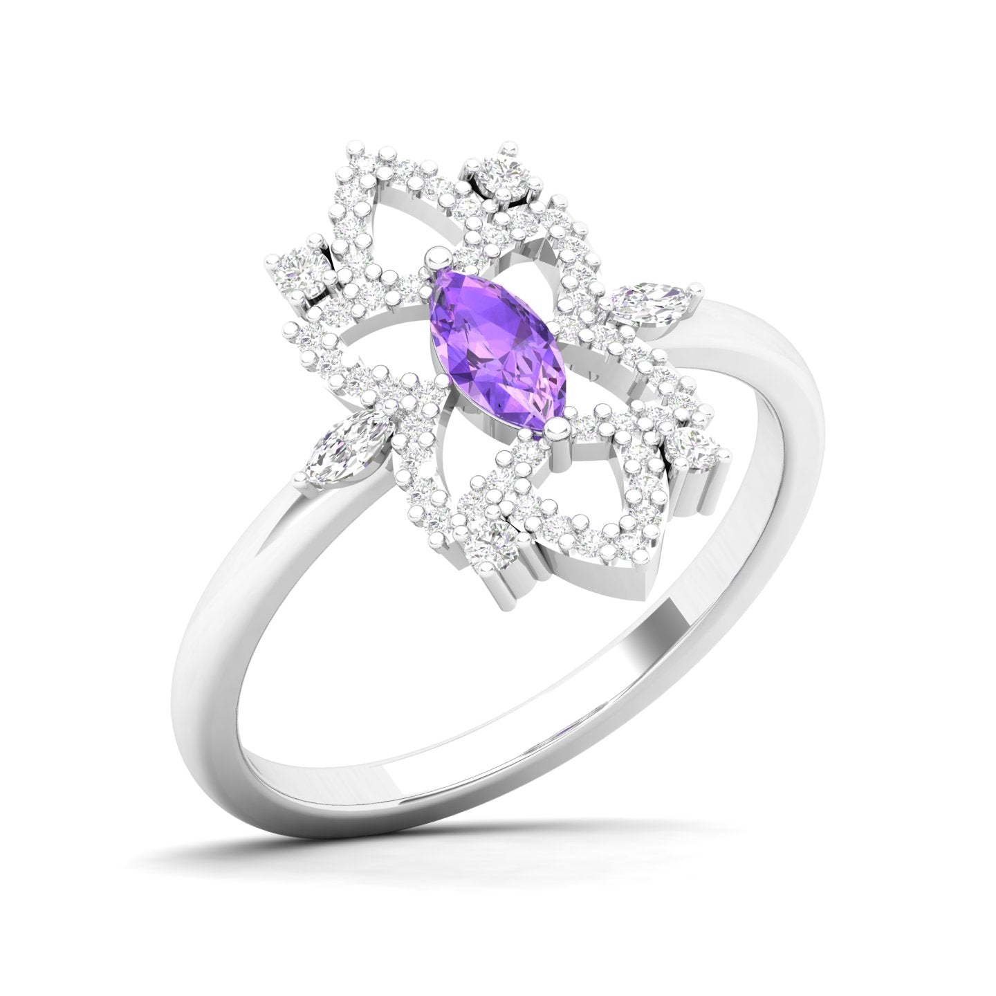 Maurya Solitaire Tanzanite Jasmine Promise Ring with Accent Diamonds