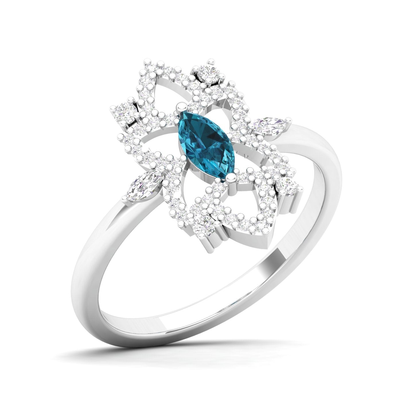 Maurya Solitaire Tanzanite Jasmine Promise Ring with Accent Diamonds
