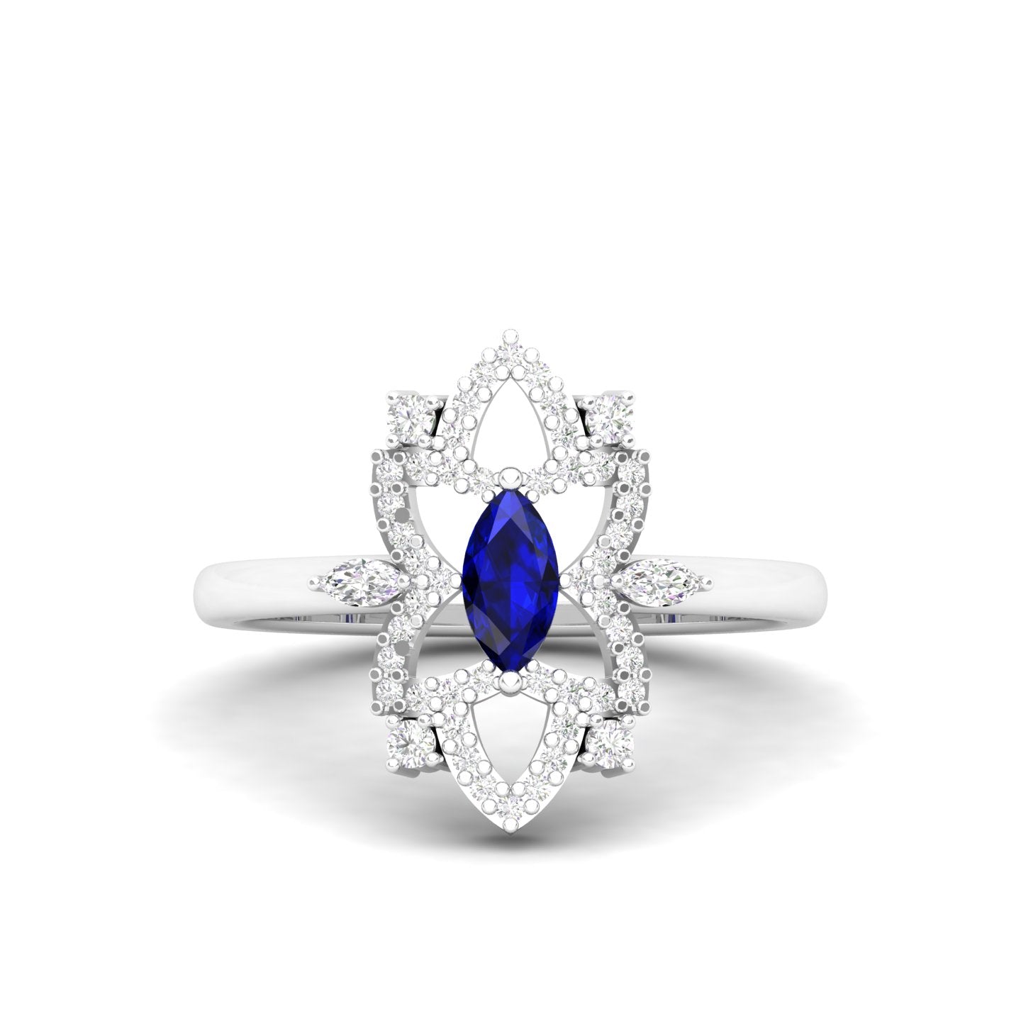 Maurya Solitaire Tanzanite Jasmine Promise Ring with Accent Diamonds