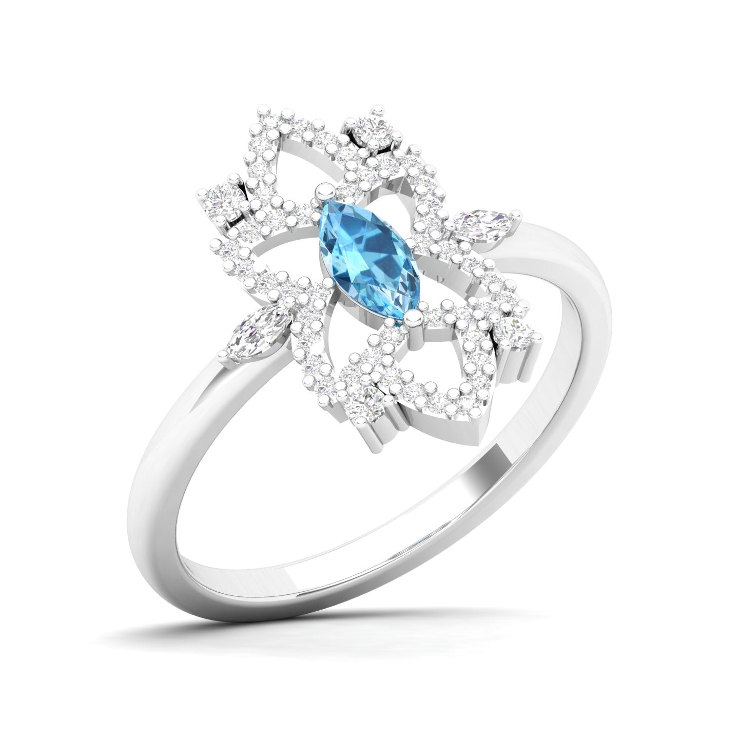 Maurya Solitaire Tanzanite Jasmine Promise Ring with Accent Diamonds