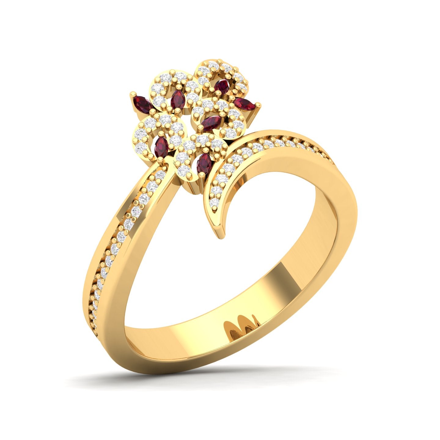 Maurya Uva Amethyst Bypass Ring with Accent Diamonds