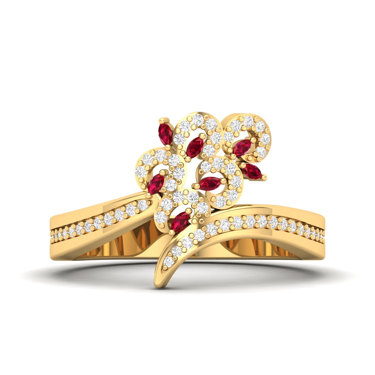Maurya Uva Amethyst Bypass Ring with Accent Diamonds