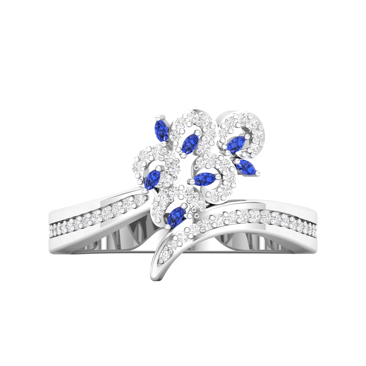 Maurya Uva Amethyst Bypass Ring with Accent Diamonds