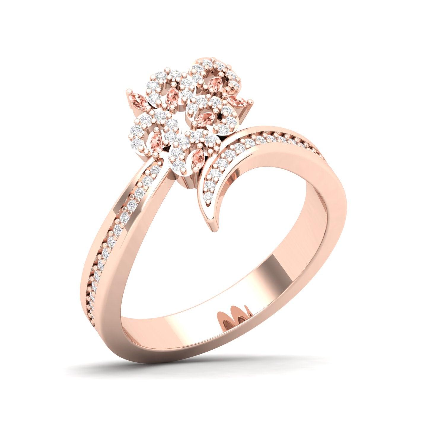 Maurya Uva Amethyst Bypass Ring with Accent Diamonds