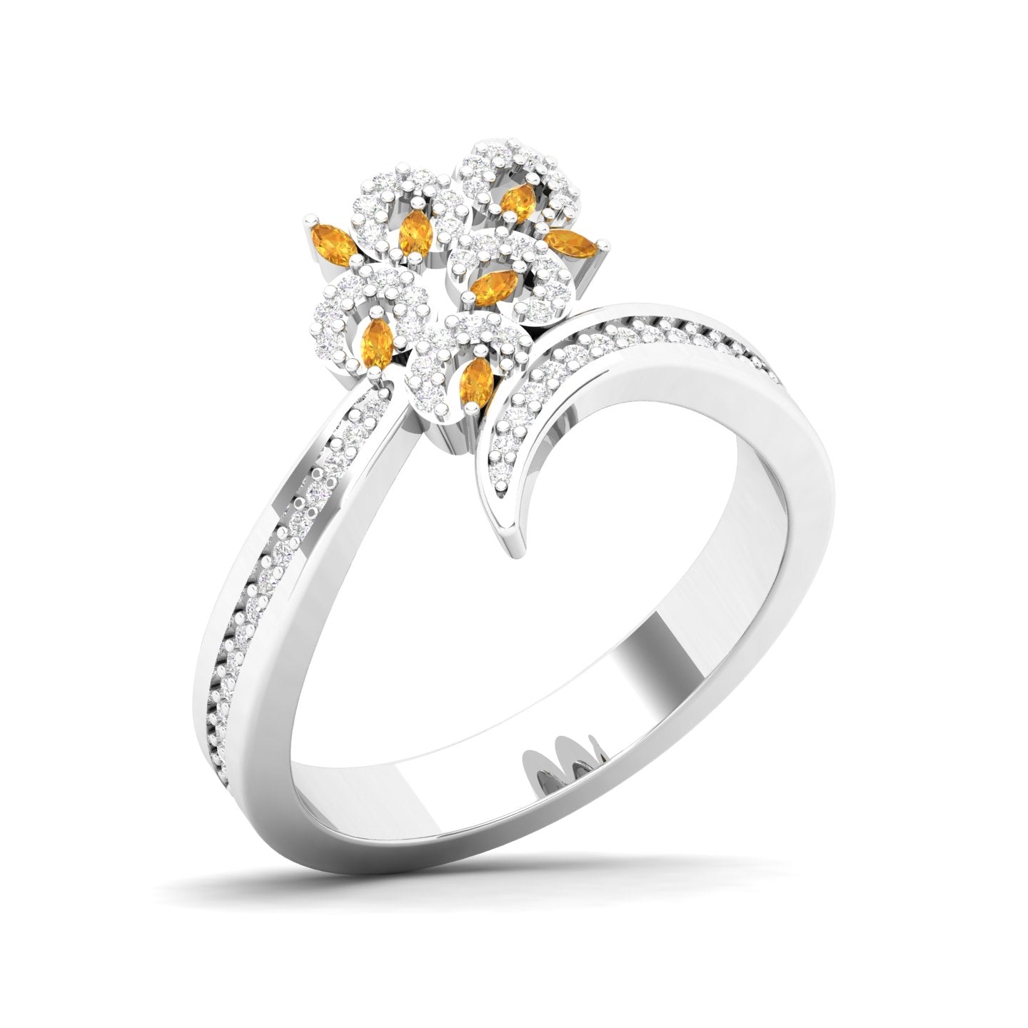 Maurya Uva Amethyst Bypass Ring with Accent Diamonds