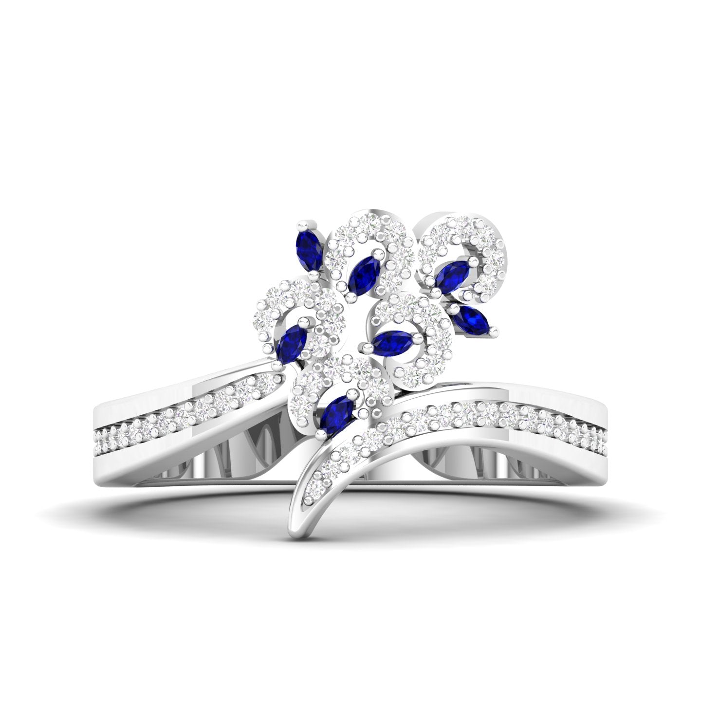 Maurya Uva Amethyst Bypass Ring with Accent Diamonds