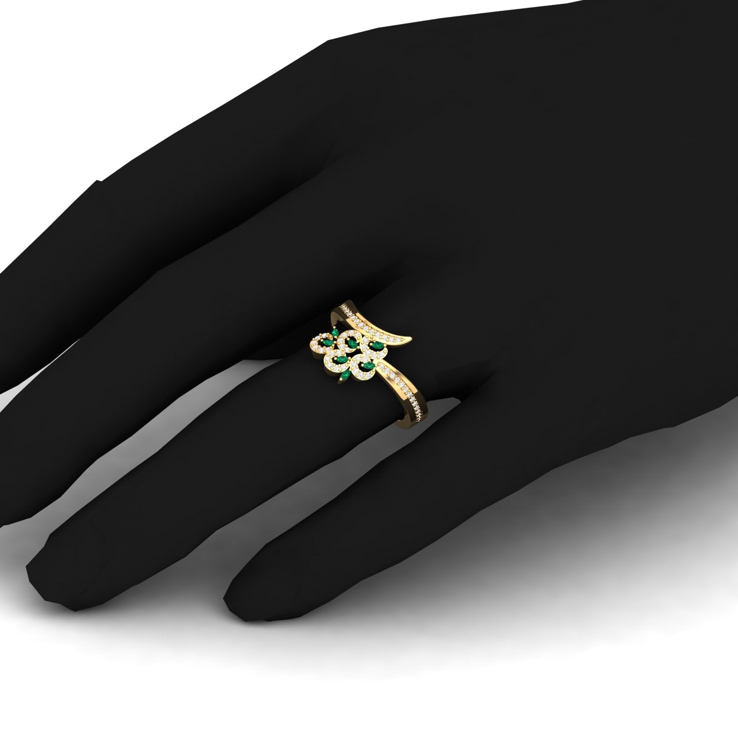 Maurya Uva Amethyst Bypass Ring with Accent Diamonds