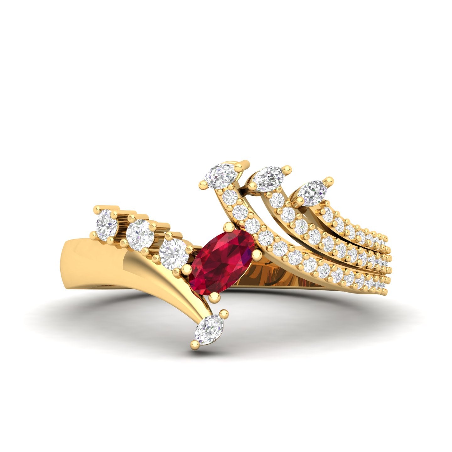 Maurya Oval Peridot with Marquise and Round Diamond Eleganssi Promise Ring