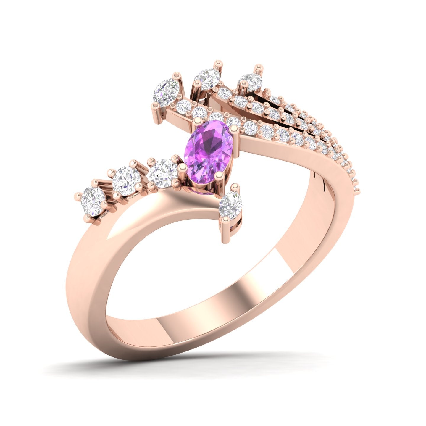 Maurya Oval Peridot with Marquise and Round Diamond Eleganssi Promise Ring