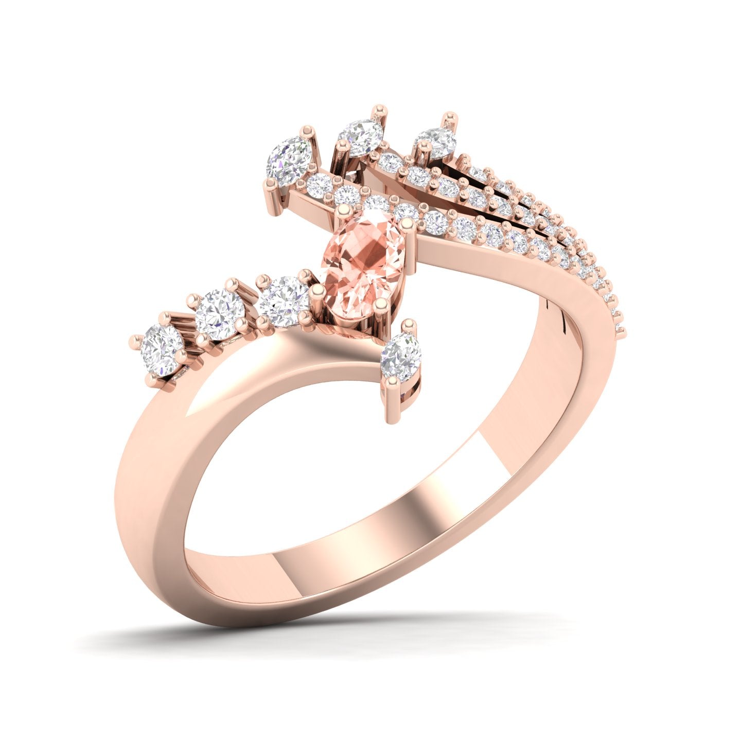 Maurya Oval Peridot with Marquise and Round Diamond Eleganssi Promise Ring
