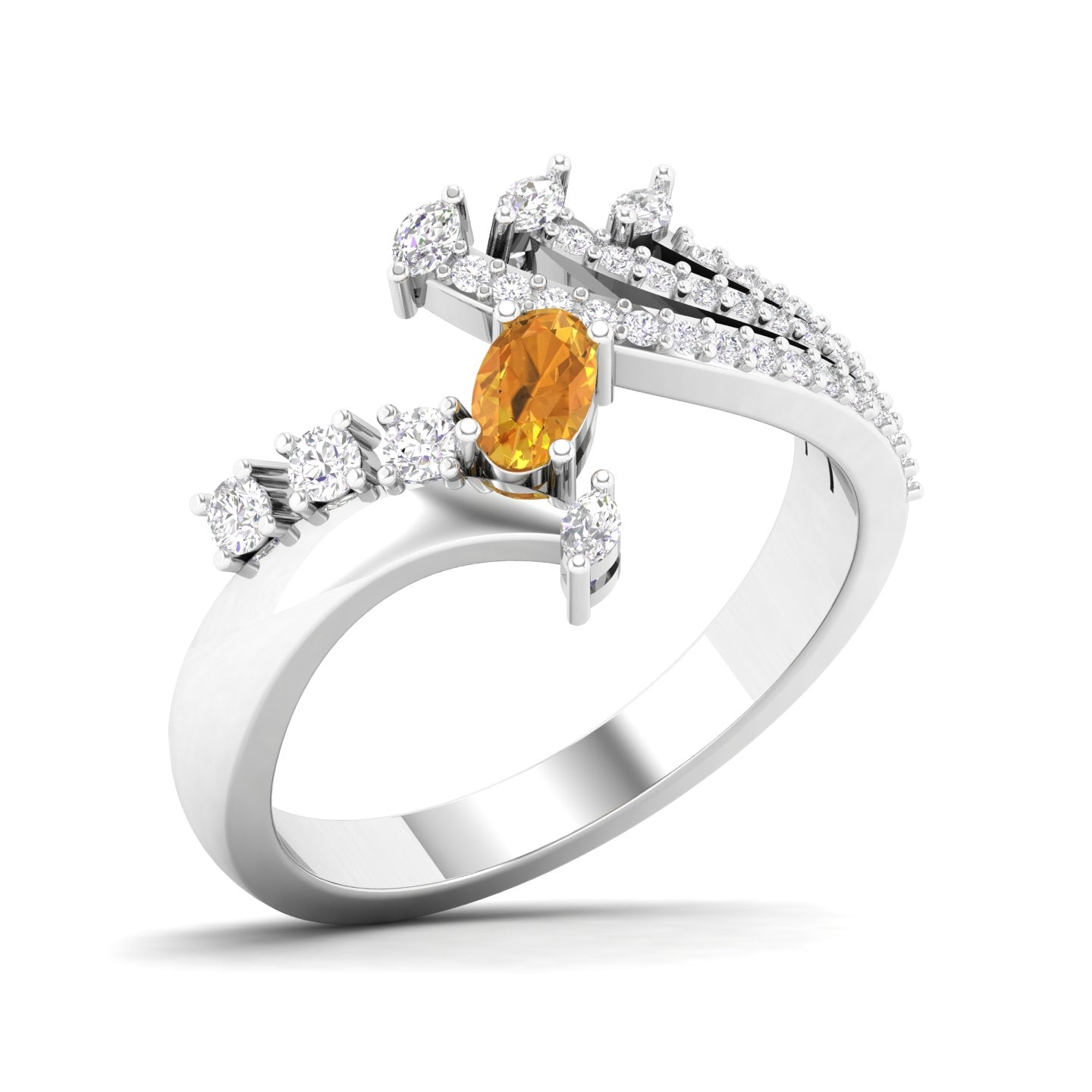 Maurya Oval Peridot with Marquise and Round Diamond Eleganssi Promise Ring