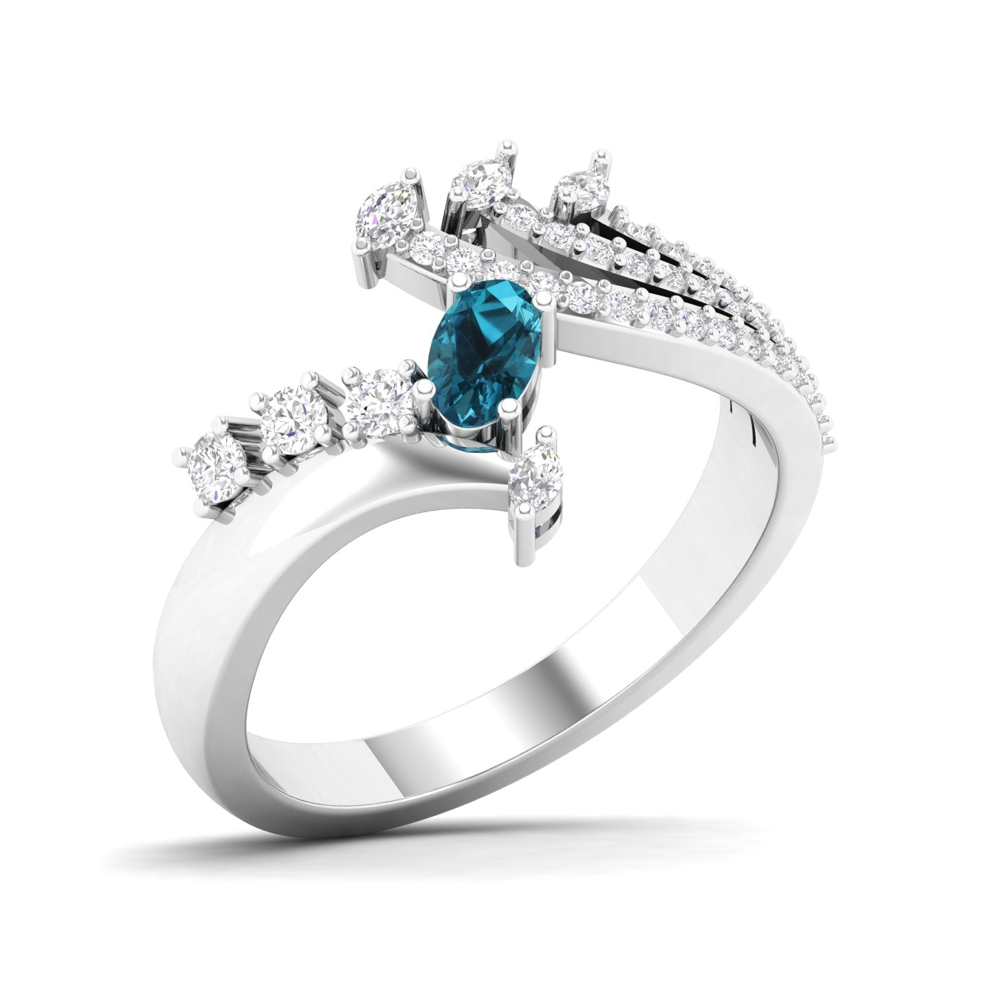 Maurya Oval Peridot with Marquise and Round Diamond Eleganssi Promise Ring