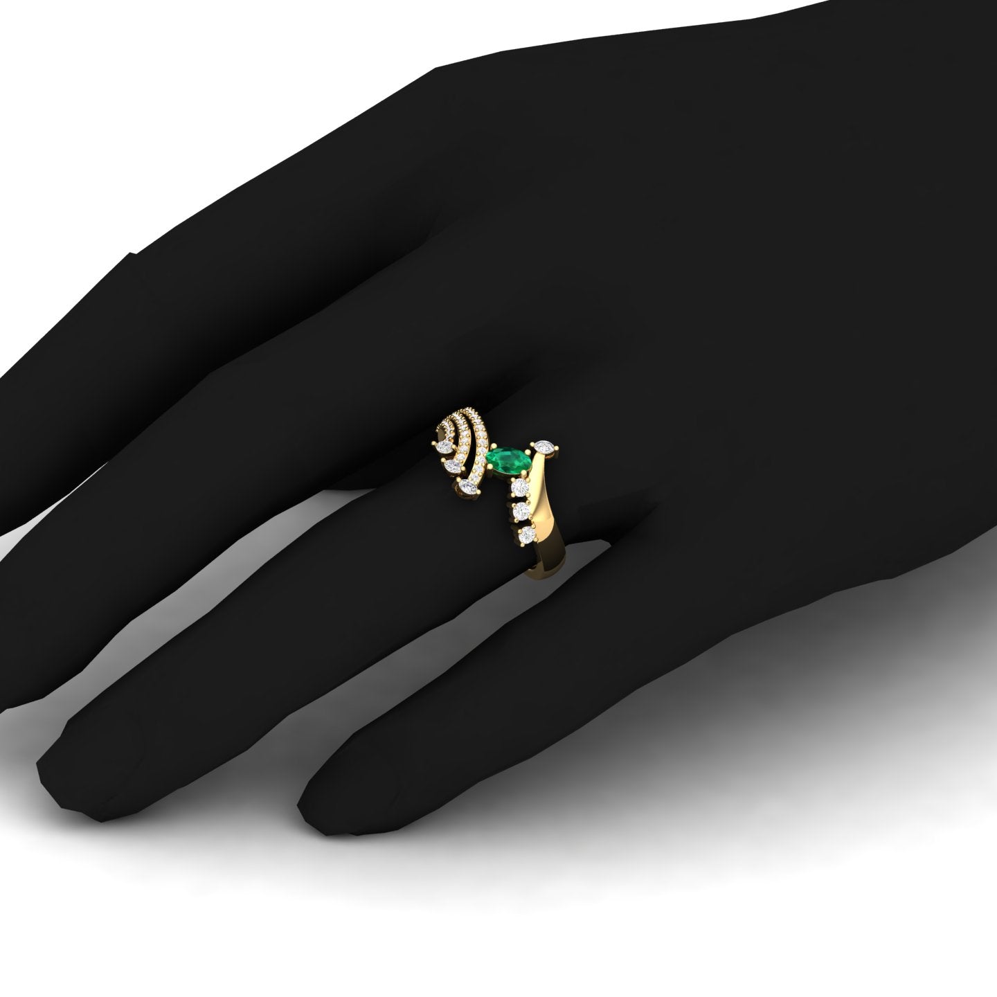 Maurya Oval Peridot with Marquise and Round Diamond Eleganssi Promise Ring