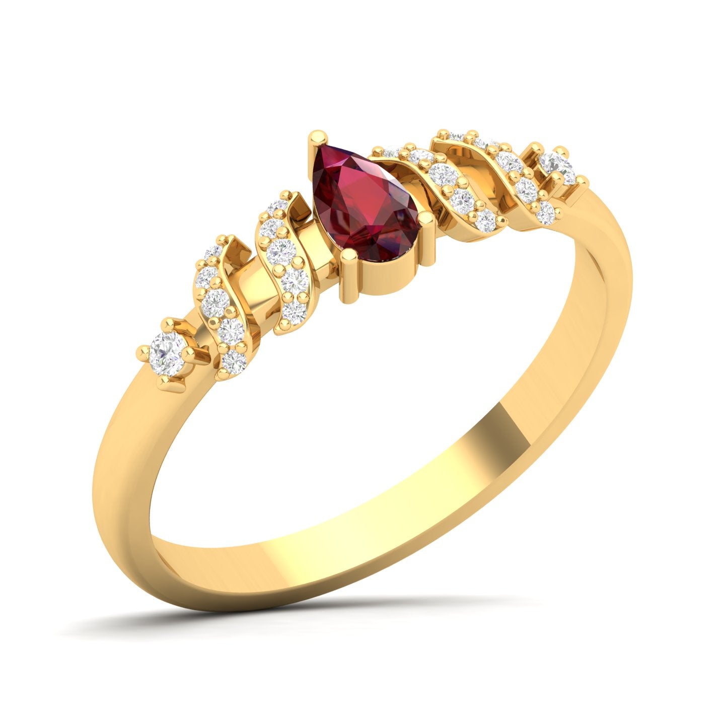 Maurya Solitaire Pear Sapphire Promise Tac Ring with Accent Diamonds