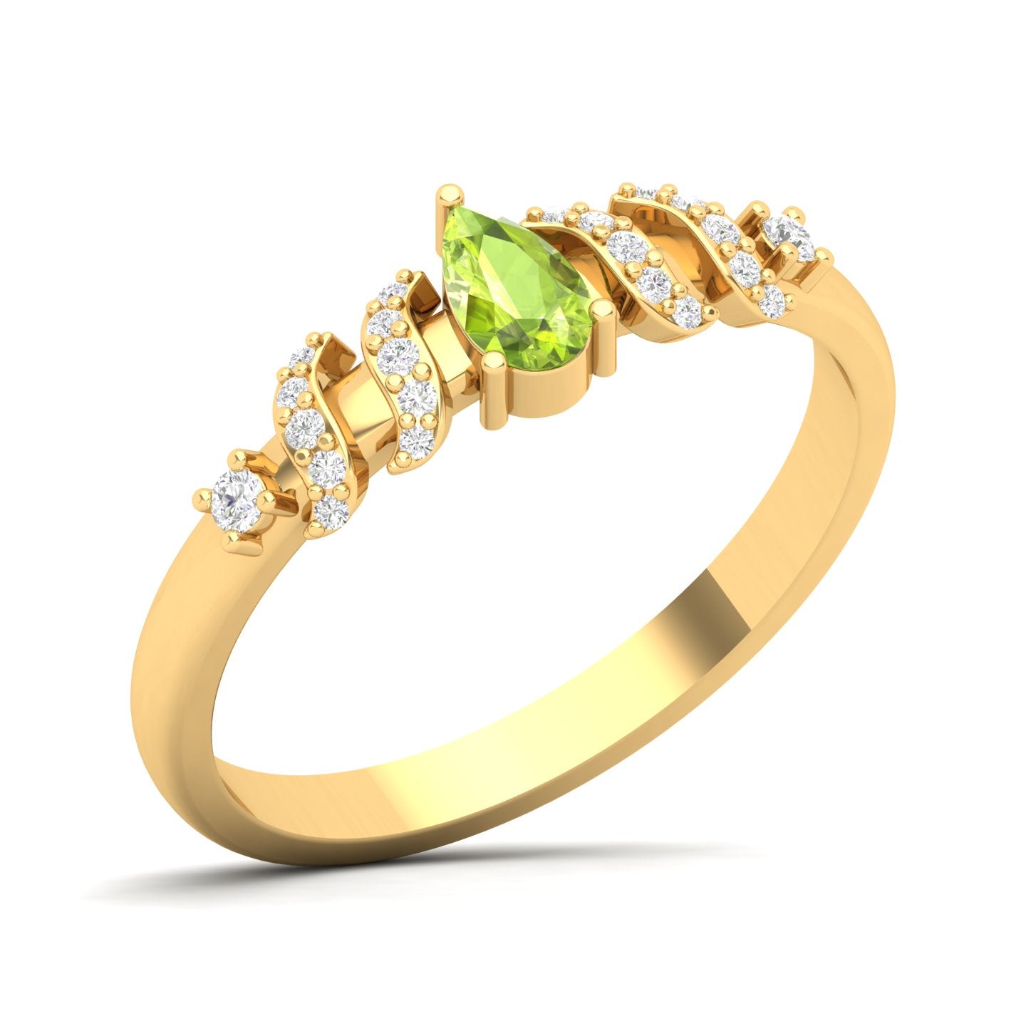 Maurya Solitaire Pear Sapphire Promise Tac Ring with Accent Diamonds