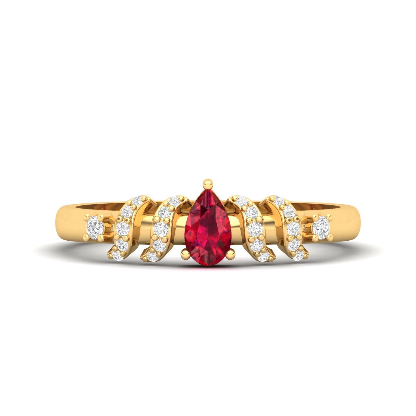 Maurya Solitaire Pear Sapphire Promise Tac Ring with Accent Diamonds