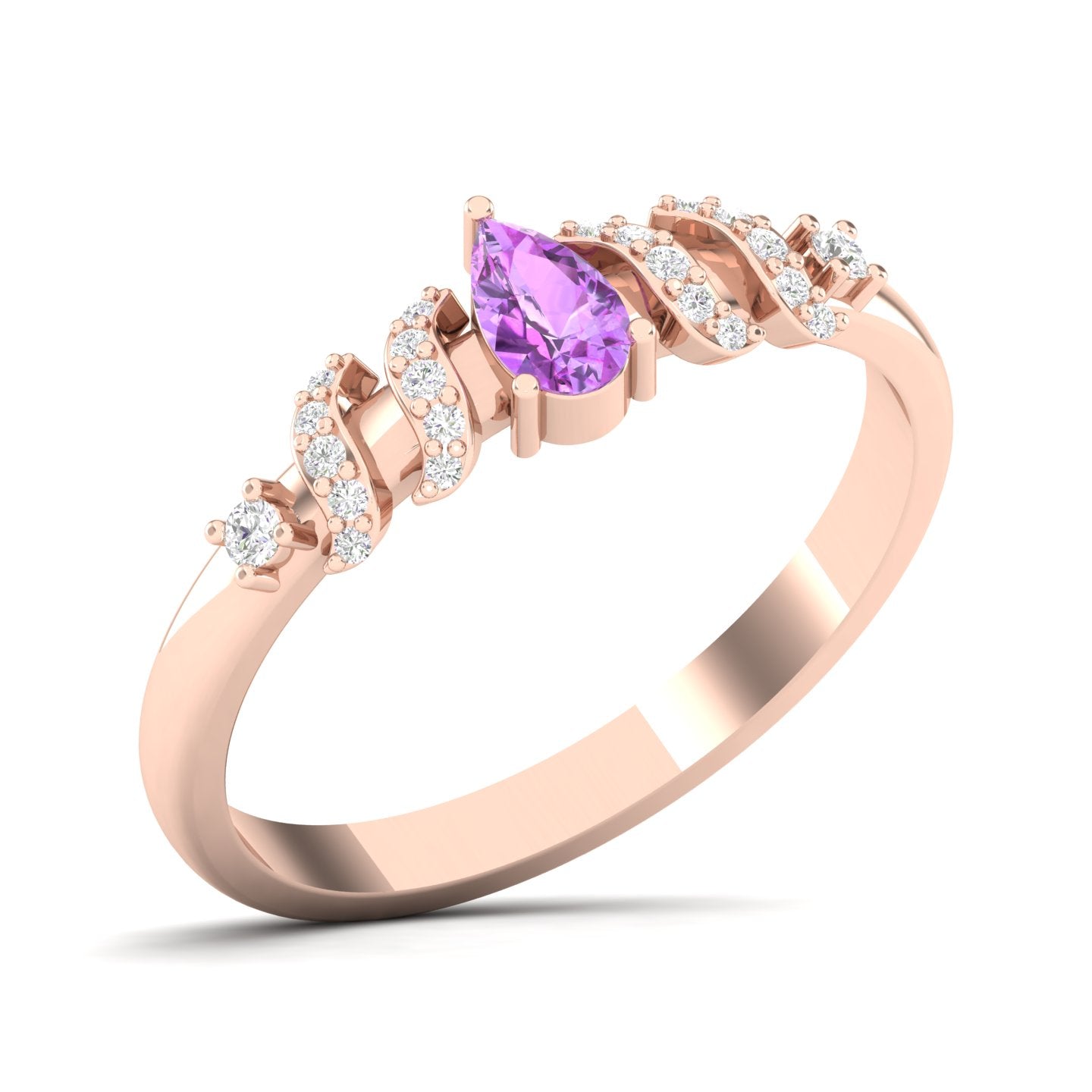 Maurya Solitaire Pear Sapphire Promise Tac Ring with Accent Diamonds