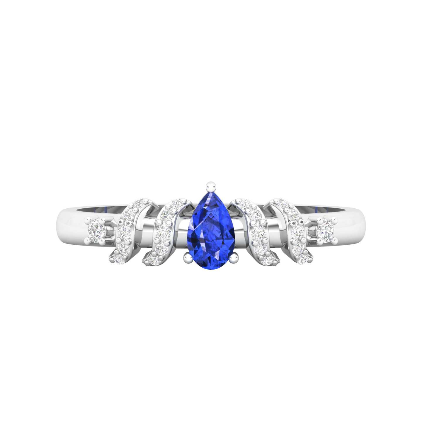Maurya Solitaire Pear Sapphire Promise Tac Ring with Accent Diamonds