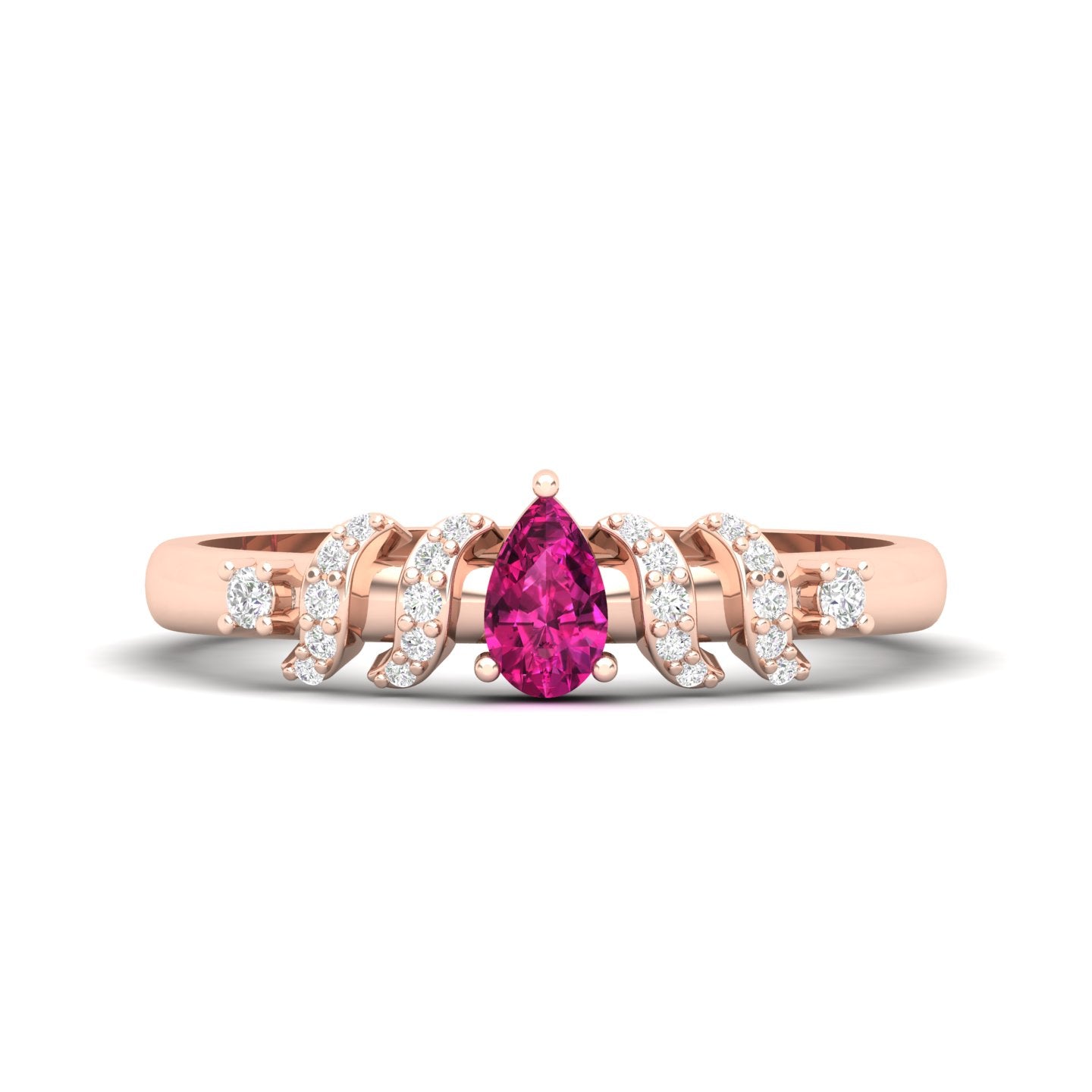 Maurya Solitaire Pear Sapphire Promise Tac Ring with Accent Diamonds