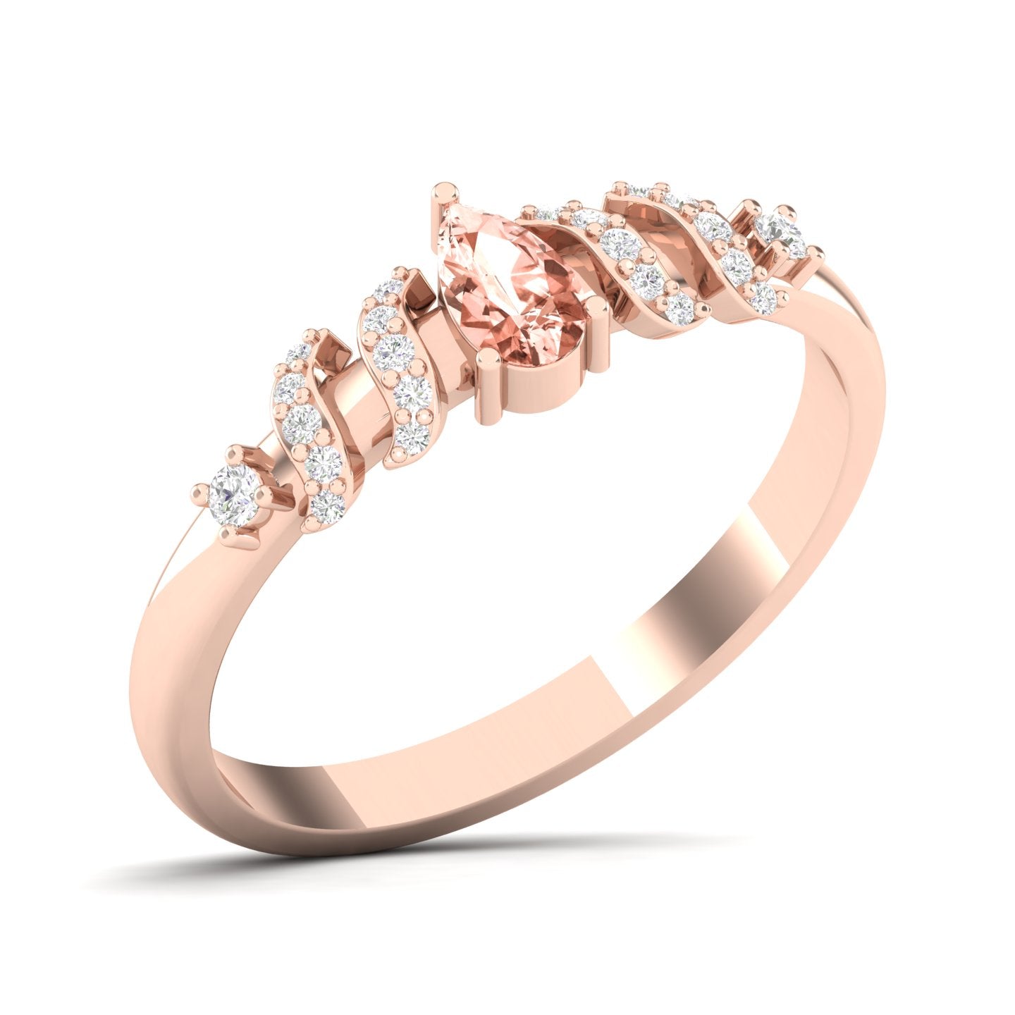 Maurya Solitaire Pear Sapphire Promise Tac Ring with Accent Diamonds