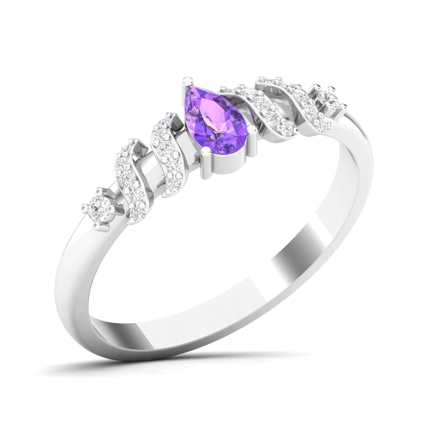 Maurya Solitaire Pear Sapphire Promise Tac Ring with Accent Diamonds