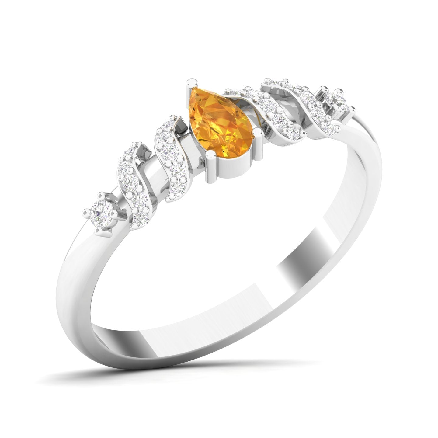 Maurya Solitaire Pear Sapphire Promise Tac Ring with Accent Diamonds