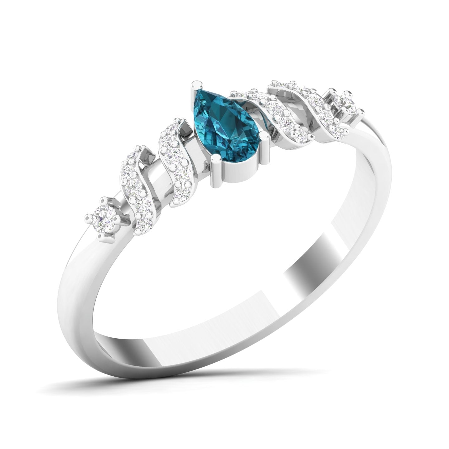 Maurya Solitaire Pear Sapphire Promise Tac Ring with Accent Diamonds