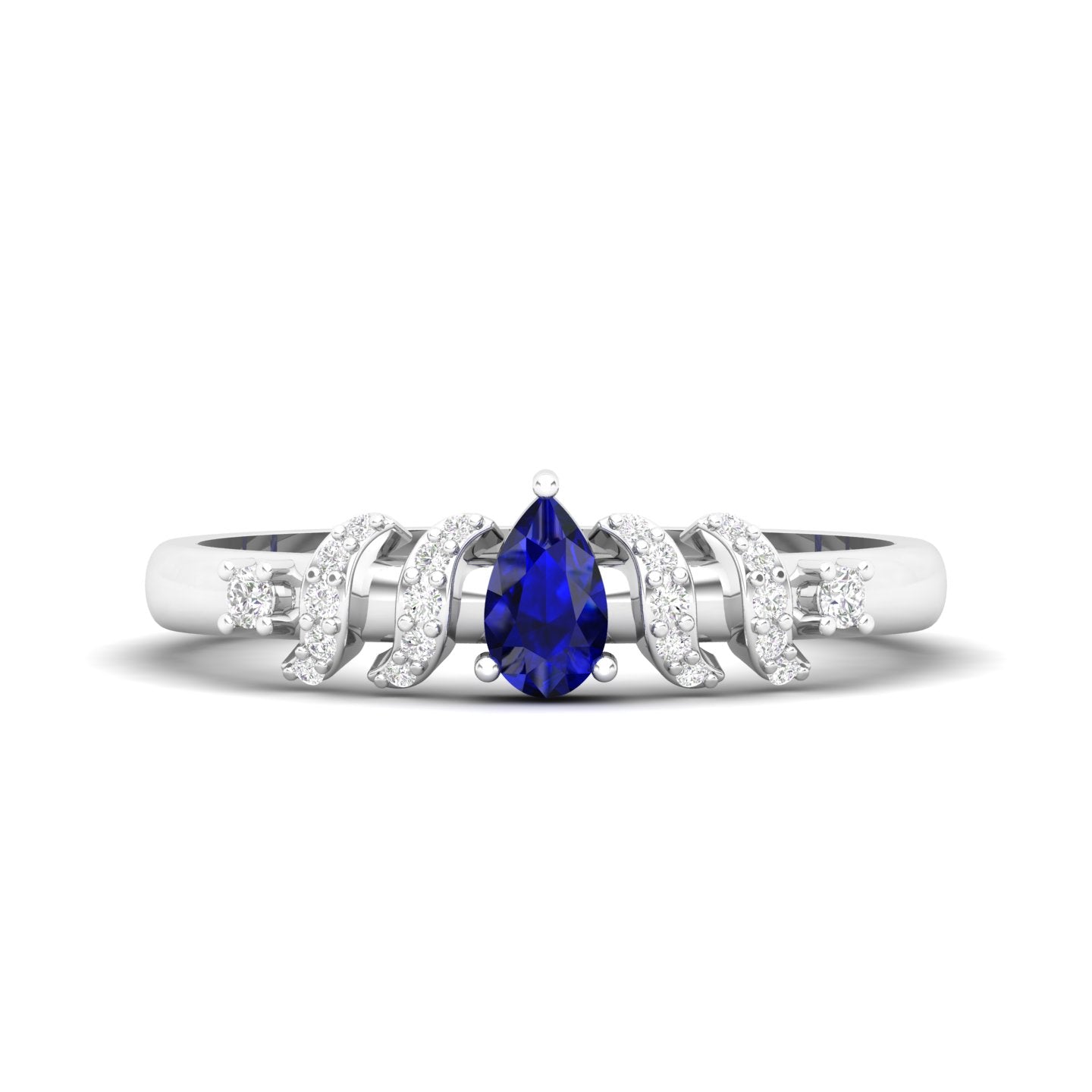 Maurya Solitaire Pear Sapphire Promise Tac Ring with Accent Diamonds