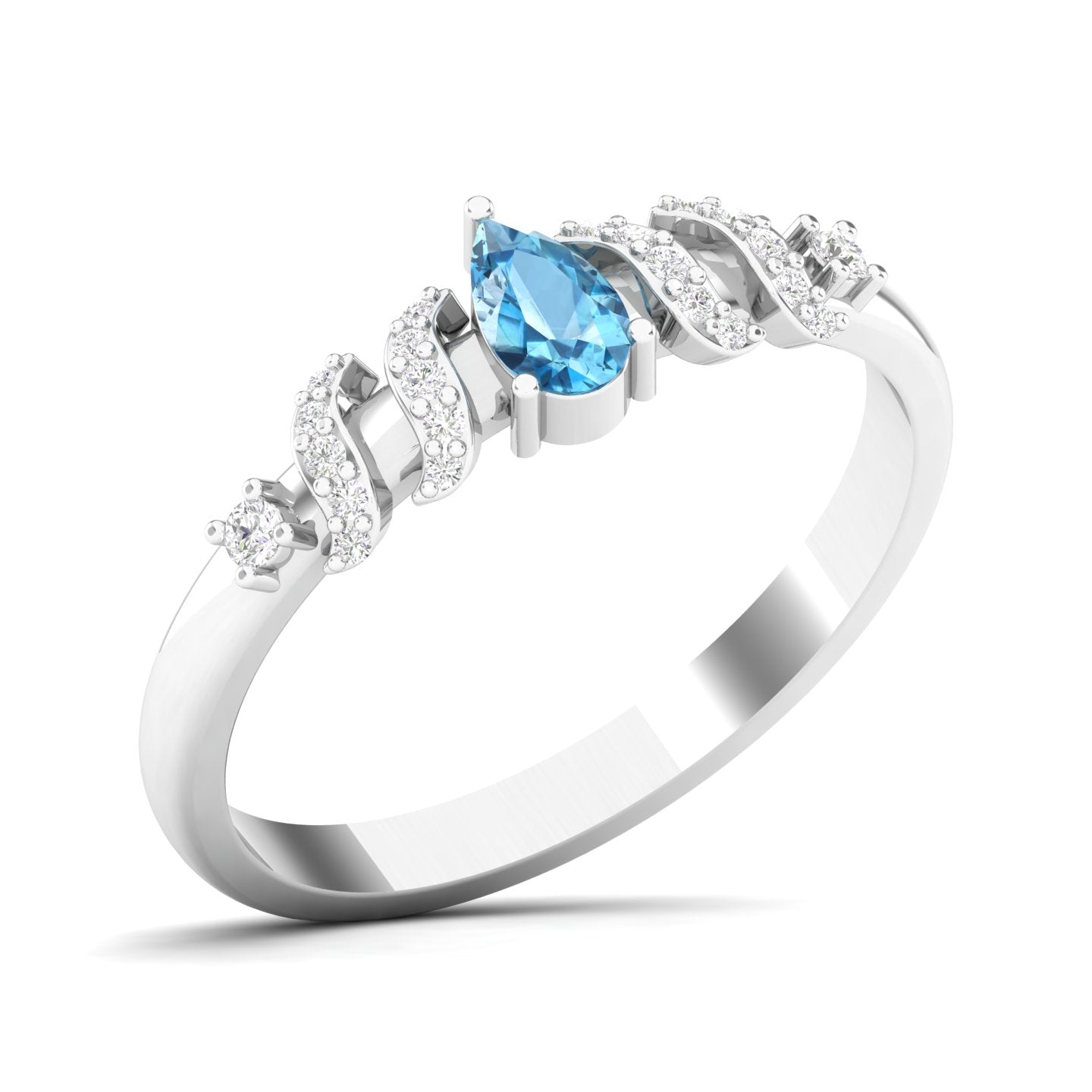 Maurya Solitaire Pear Sapphire Promise Tac Ring with Accent Diamonds