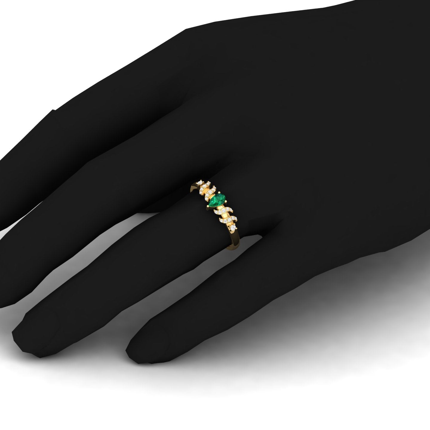 Maurya Solitaire Pear Sapphire Promise Tac Ring with Accent Diamonds