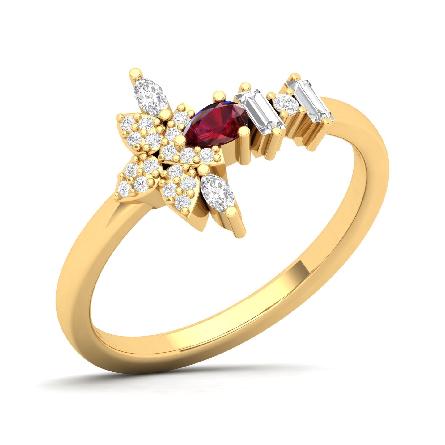 Maurya Pave-Set Marquise and Baguette Diamond Bolt Promise Ring