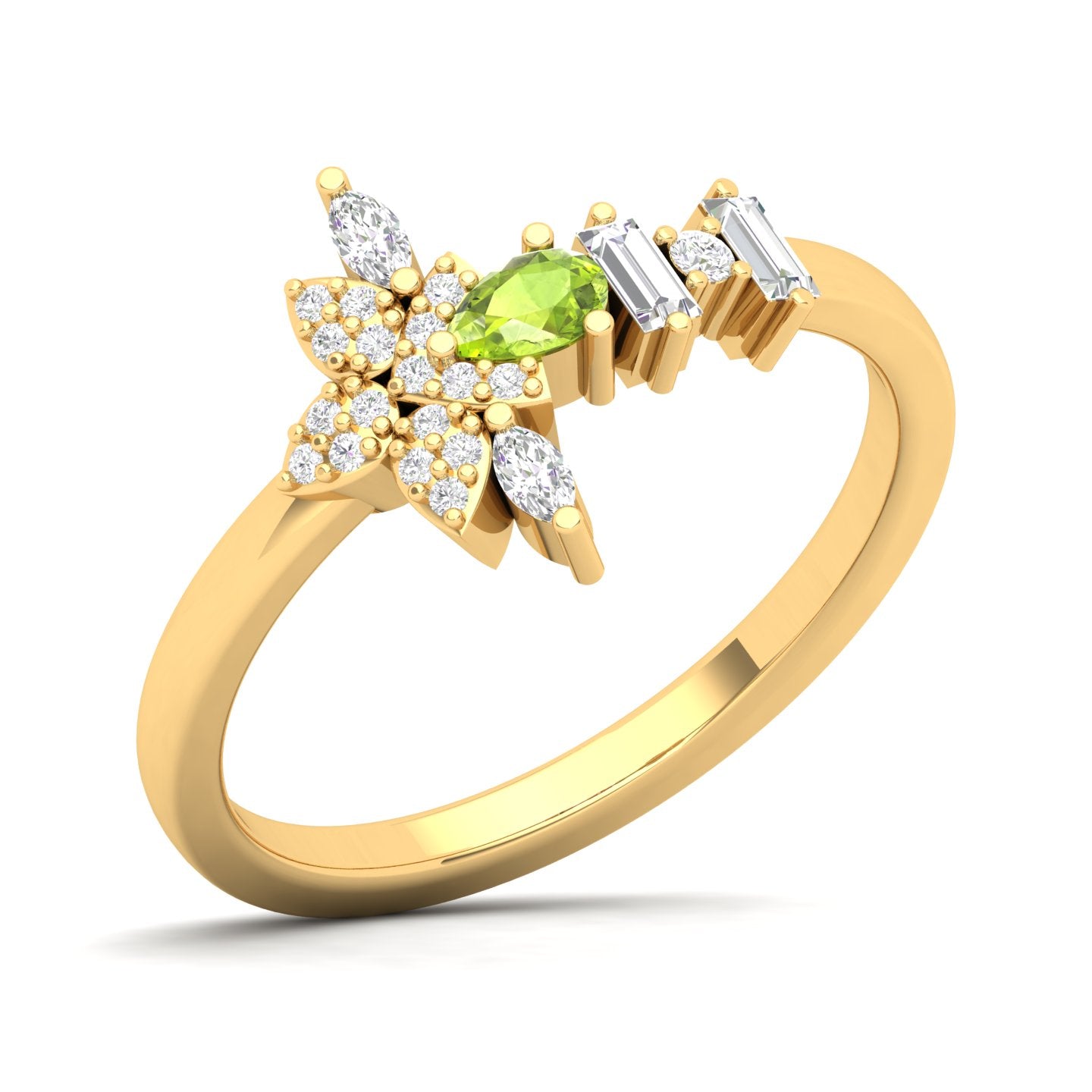 Maurya Pave-Set Marquise and Baguette Diamond Bolt Promise Ring