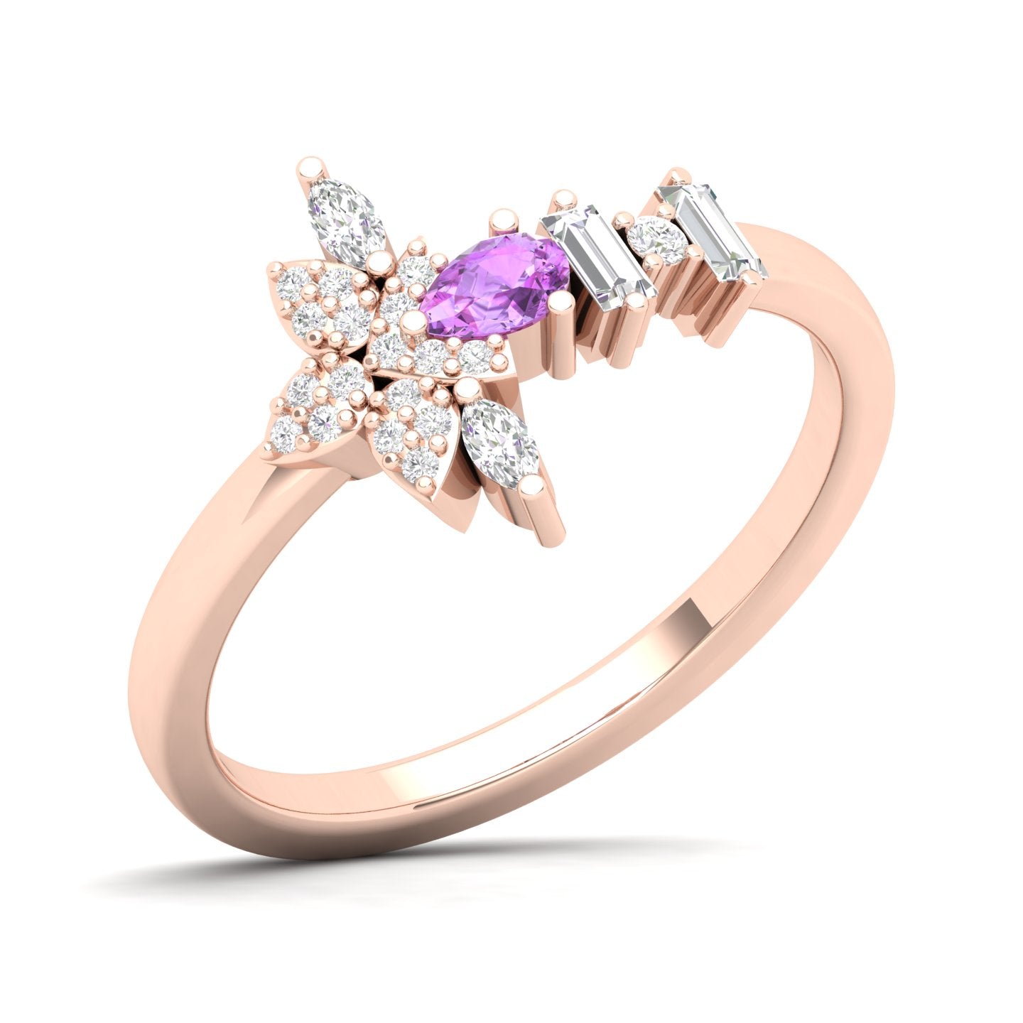 Maurya Pave-Set Marquise and Baguette Diamond Bolt Promise Ring