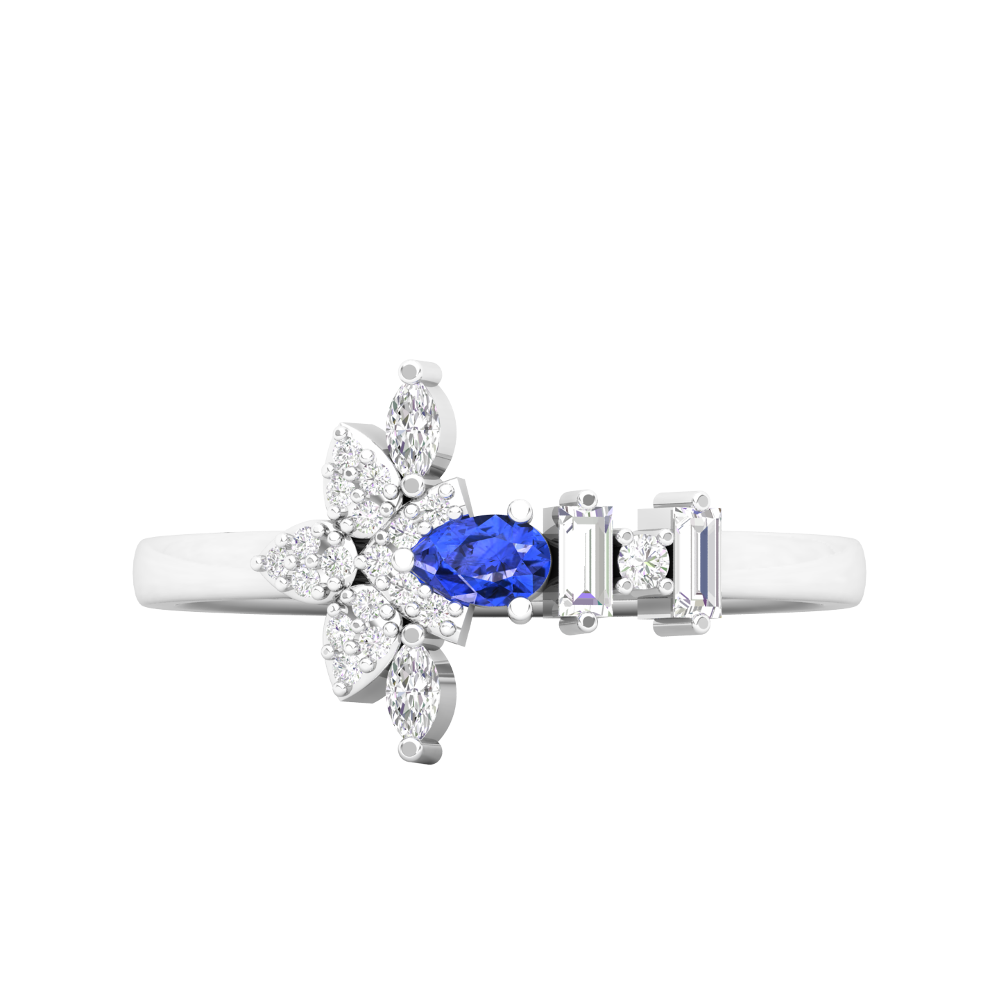 Maurya Pave-Set Marquise and Baguette Diamond Bolt Promise Ring