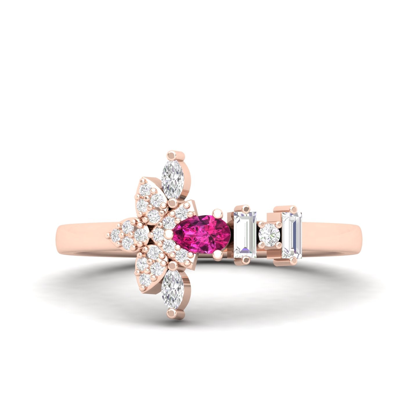 Maurya Pave-Set Marquise and Baguette Diamond Bolt Promise Ring
