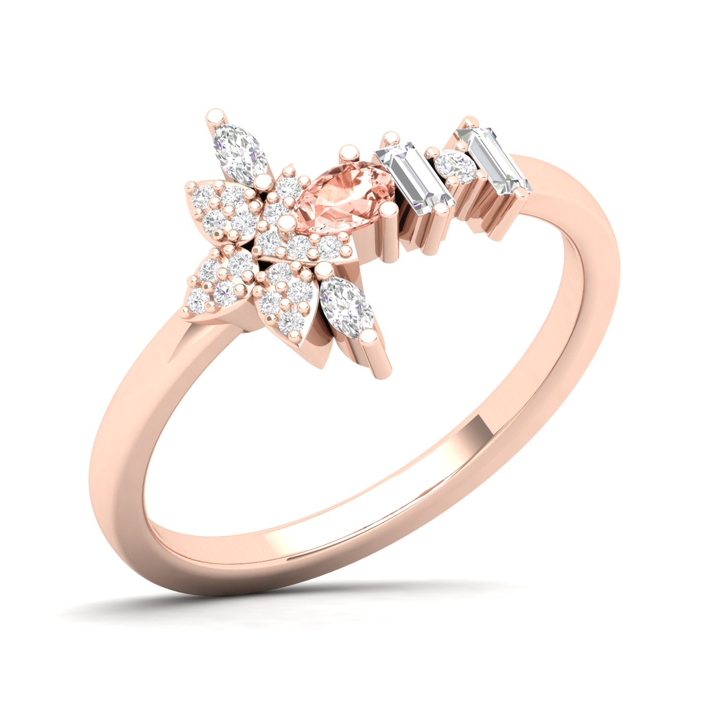 Maurya Pave-Set Marquise and Baguette Diamond Bolt Promise Ring