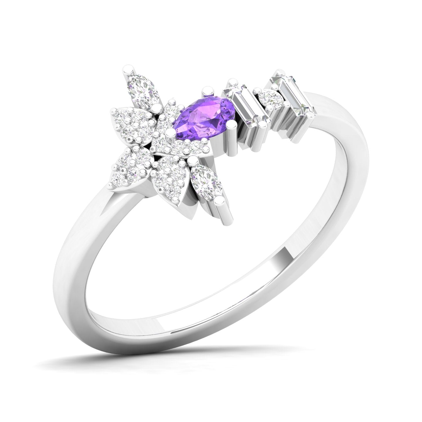Maurya Pave-Set Marquise and Baguette Diamond Bolt Promise Ring