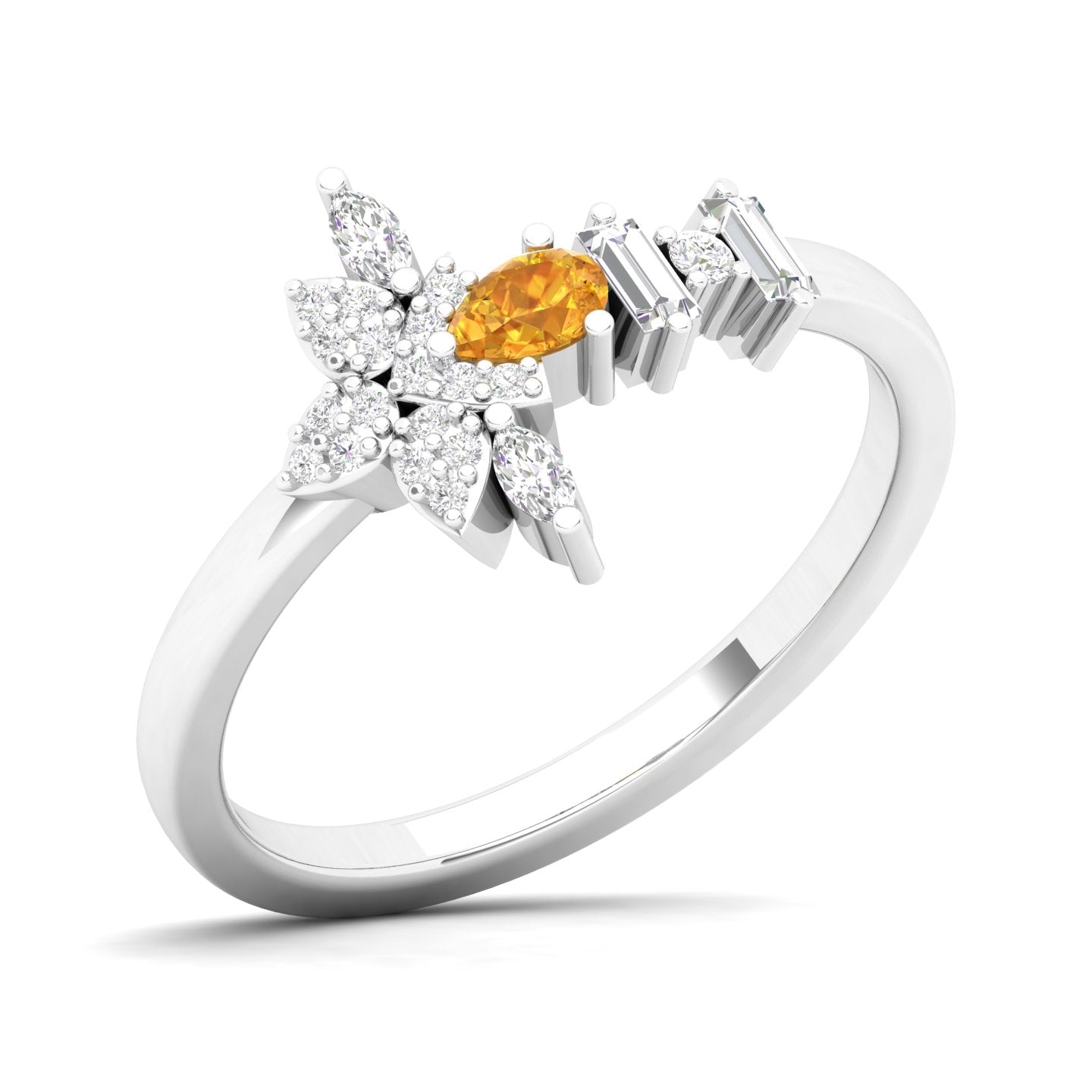 Maurya Pave-Set Marquise and Baguette Diamond Bolt Promise Ring