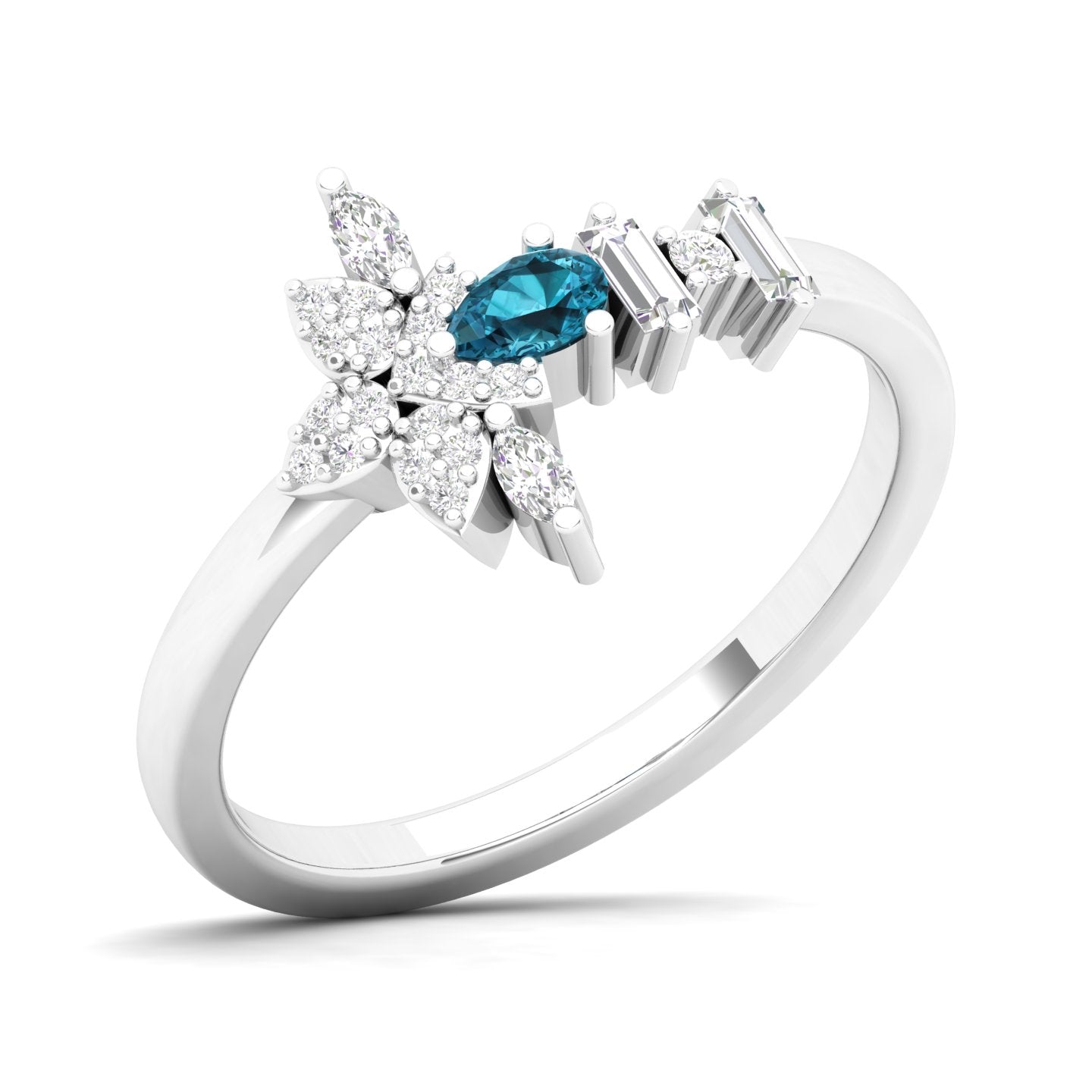 Maurya Pave-Set Marquise and Baguette Diamond Bolt Promise Ring