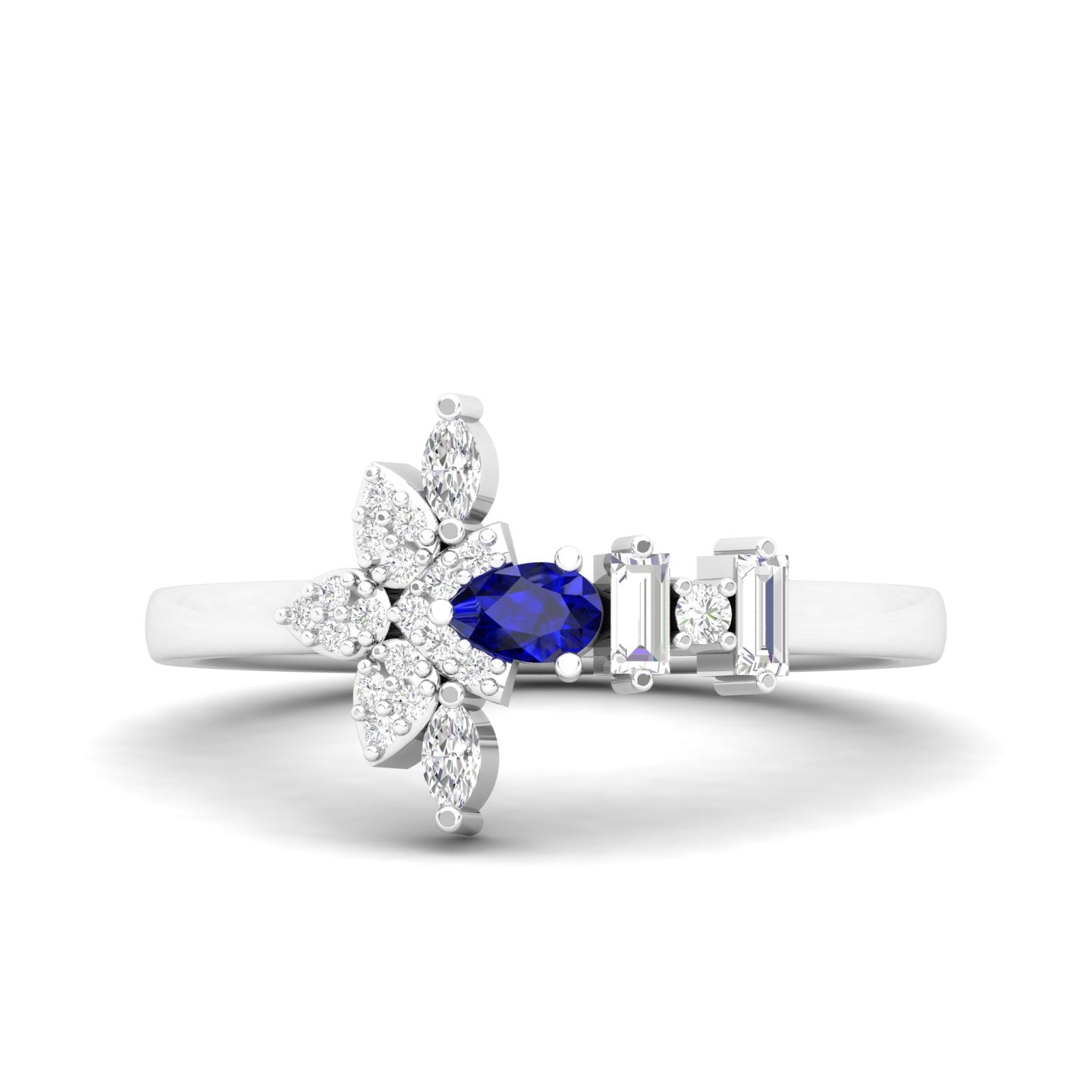 Maurya Pave-Set Marquise and Baguette Diamond Bolt Promise Ring
