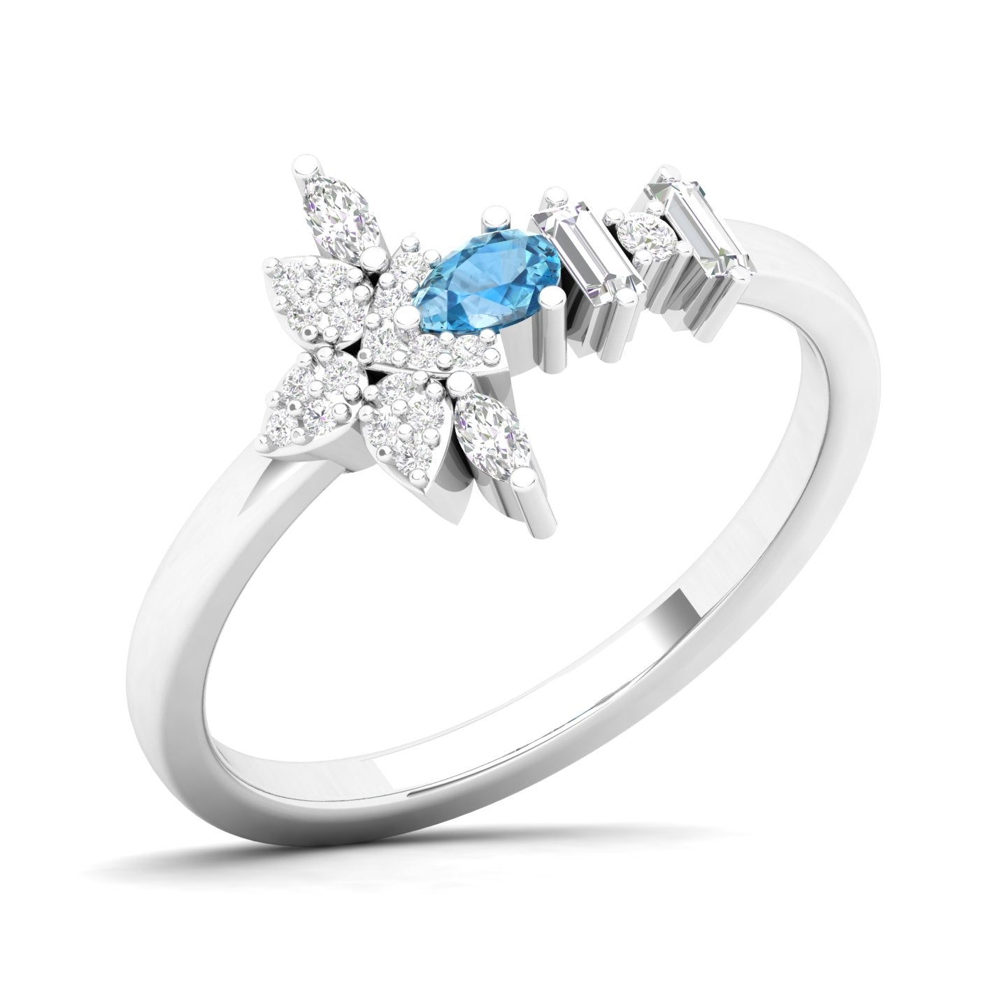 Maurya Pave-Set Marquise and Baguette Diamond Bolt Promise Ring