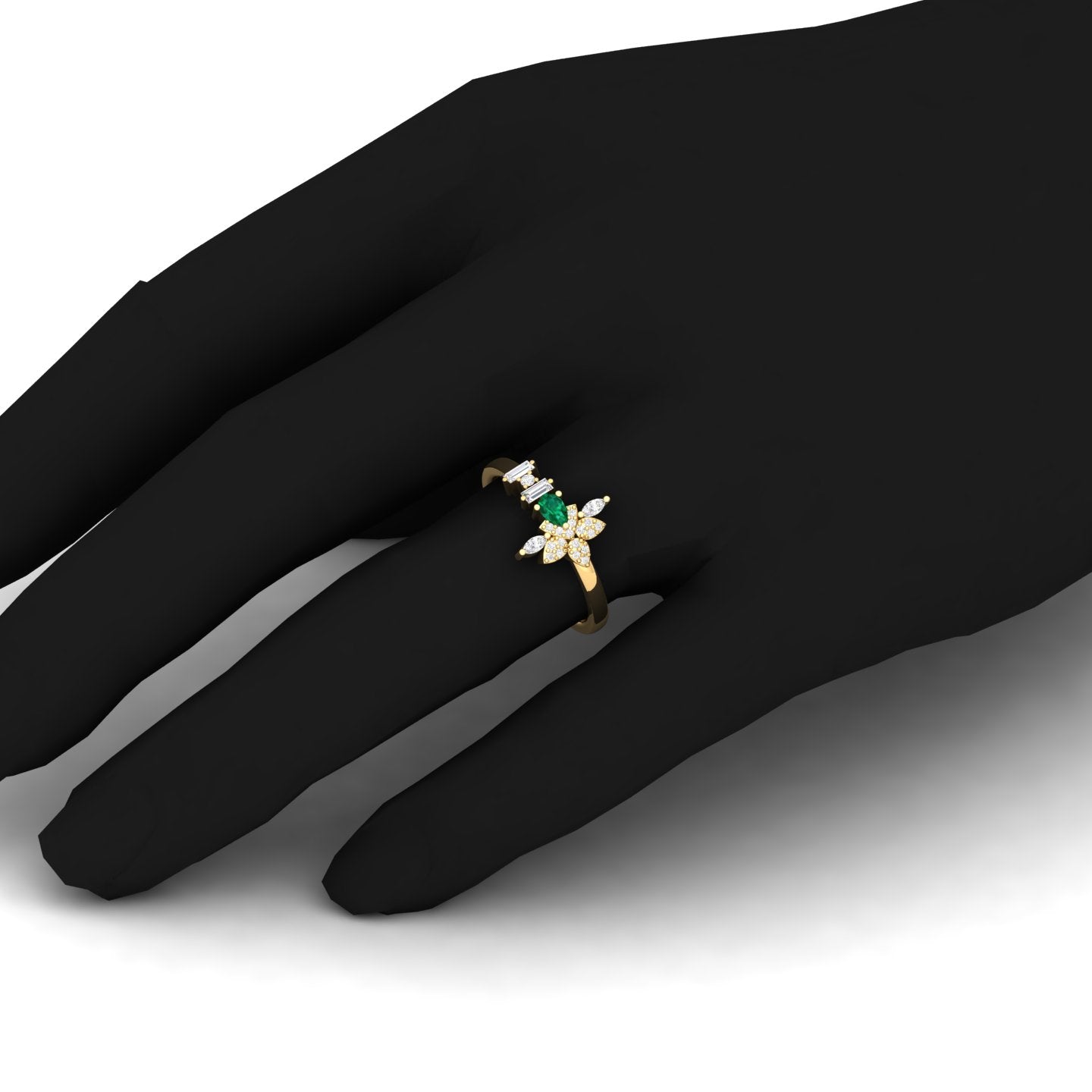 Maurya Pave-Set Marquise and Baguette Diamond Bolt Promise Ring