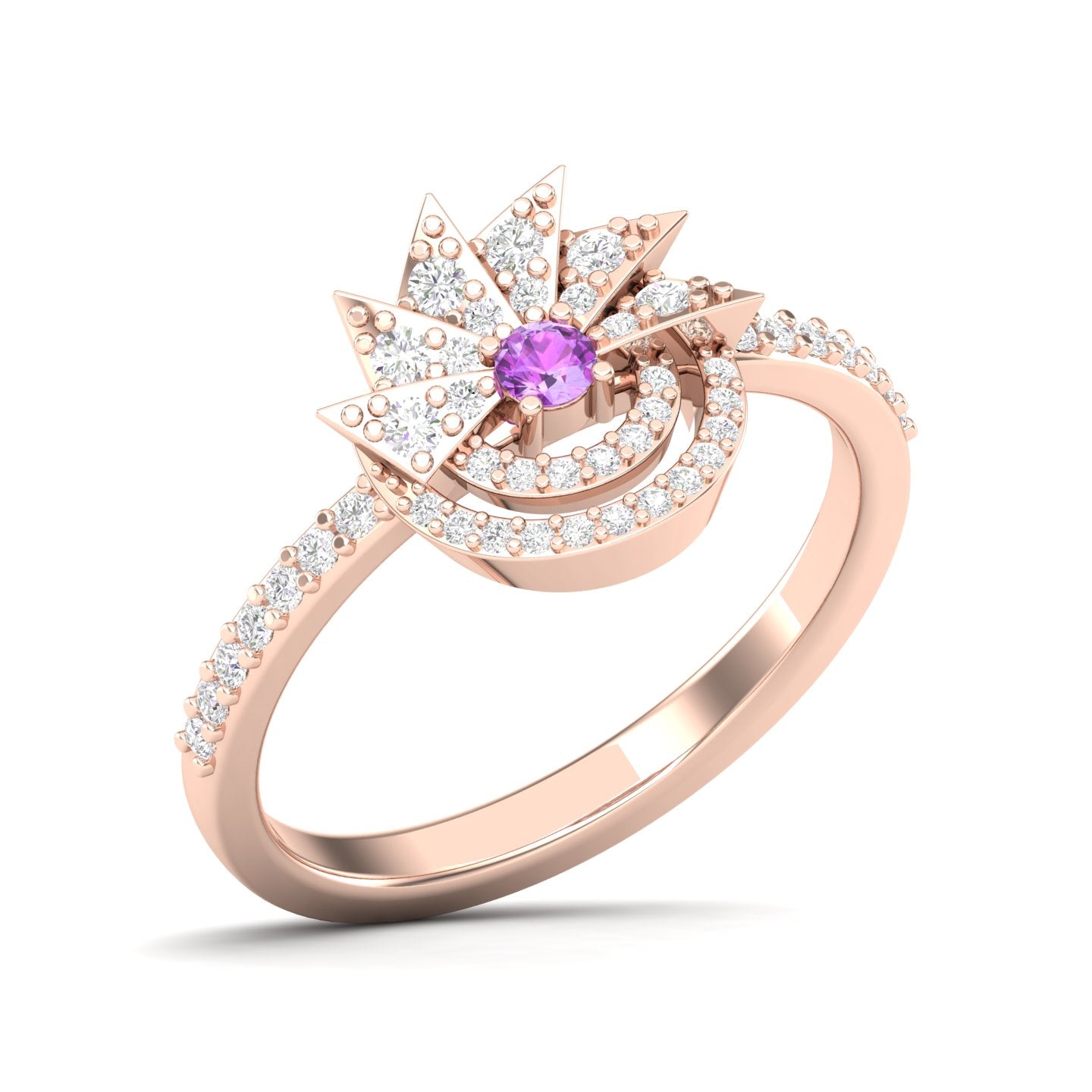 Maurya Pave-Set Diamond and Sapphire Starlink Promise Ring