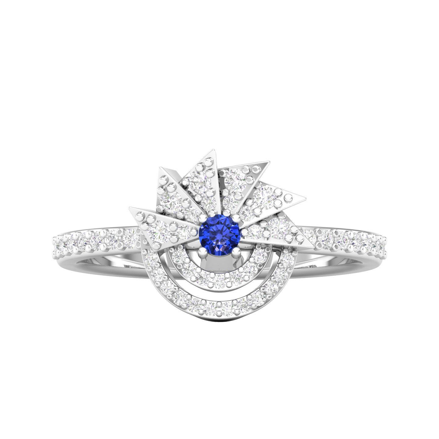 Maurya Pave-Set Diamond and Sapphire Starlink Promise Ring