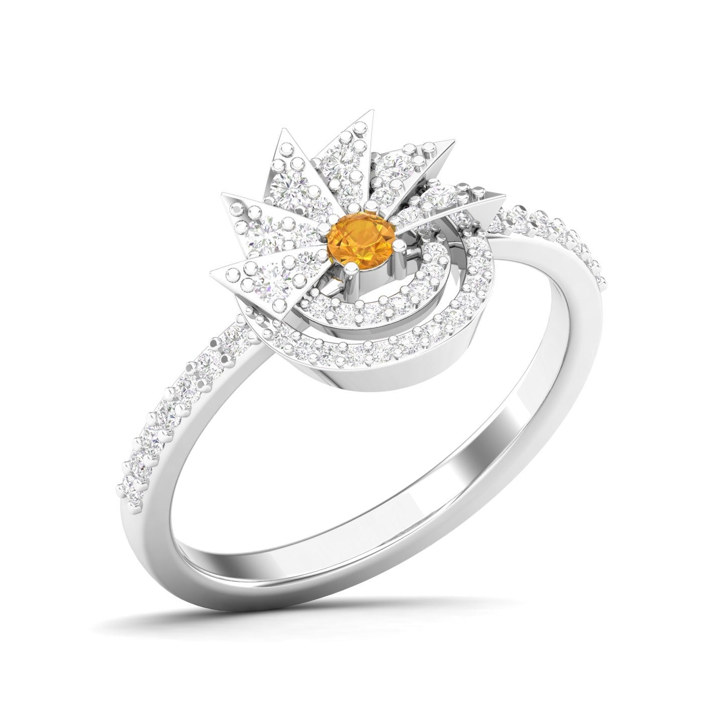 Maurya Pave-Set Diamond and Sapphire Starlink Promise Ring