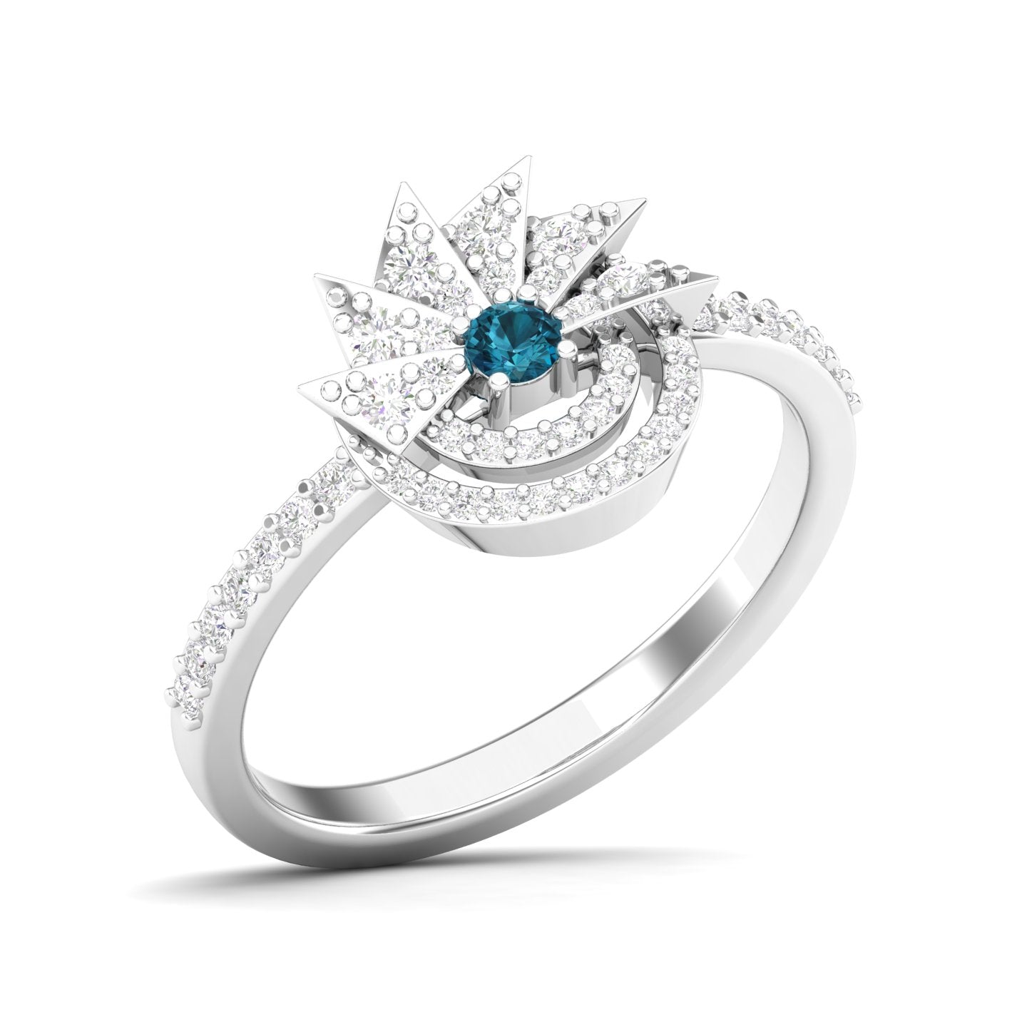 Maurya Pave-Set Diamond and Sapphire Starlink Promise Ring