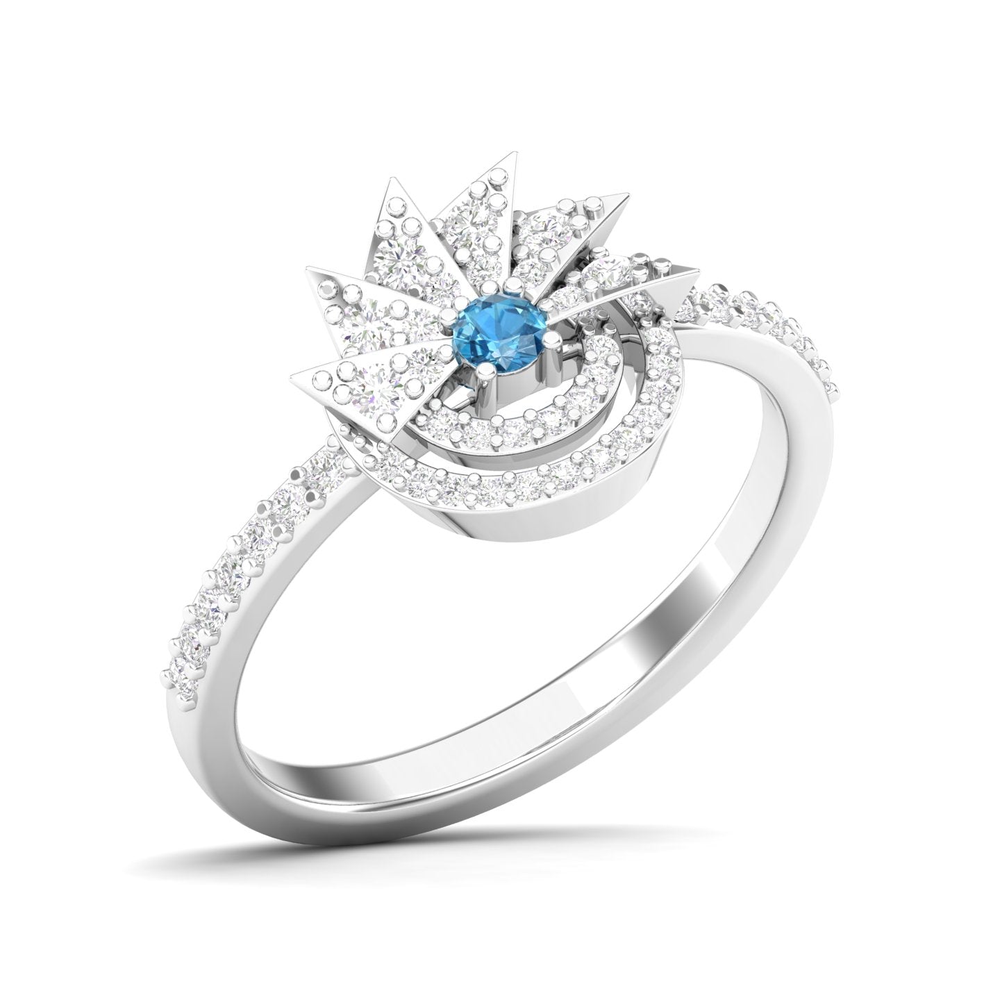 Maurya Pave-Set Diamond and Sapphire Starlink Promise Ring