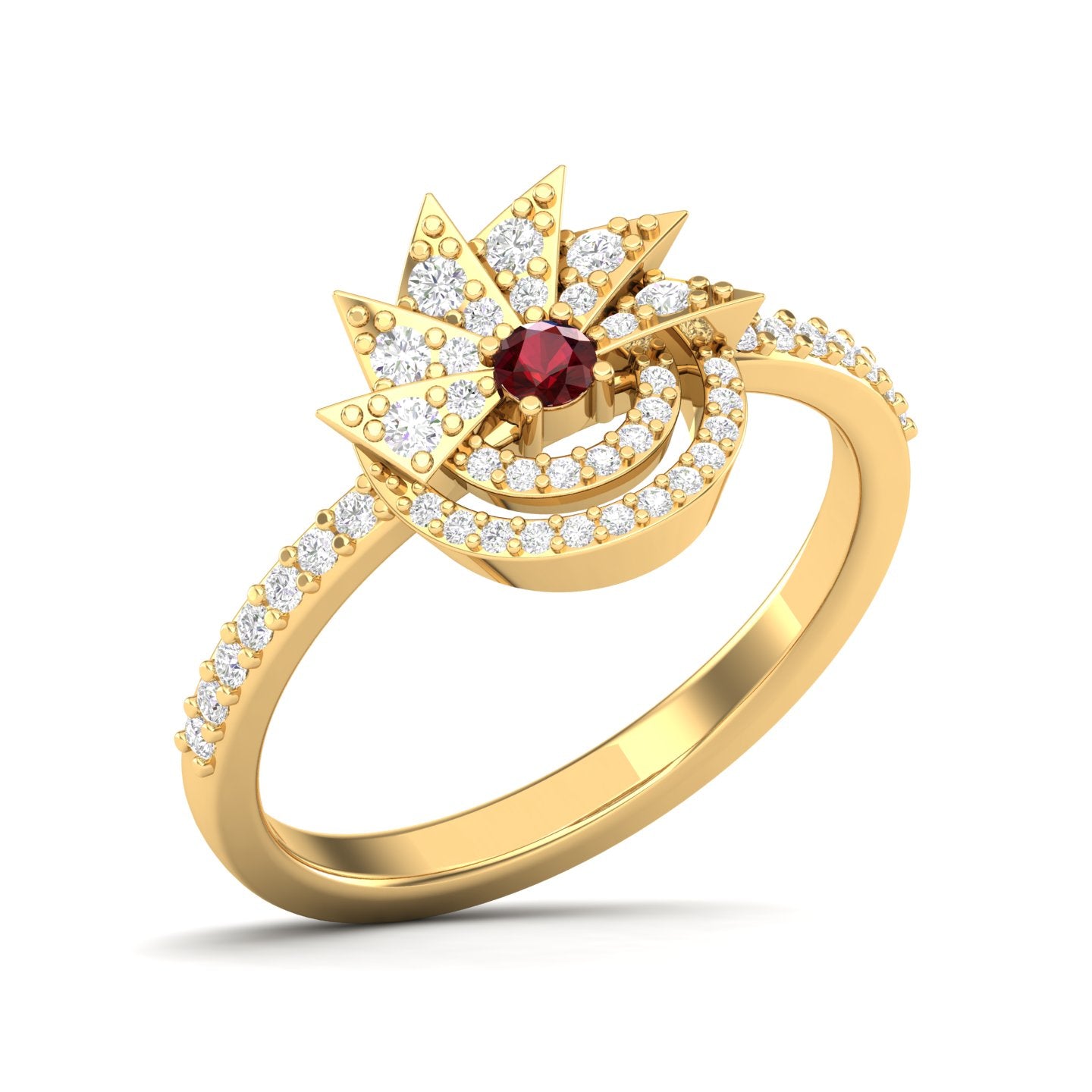 Maurya Pave-Set Diamond and Sapphire Starlink Promise Ring