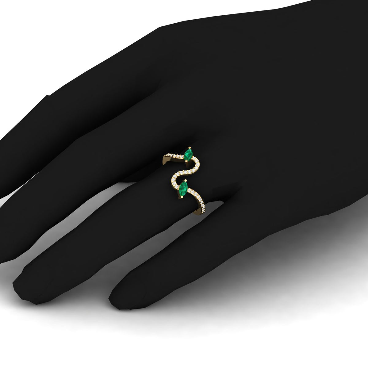 Maurya Pave-Set Diamond and Peridot Twisted Purl Ring