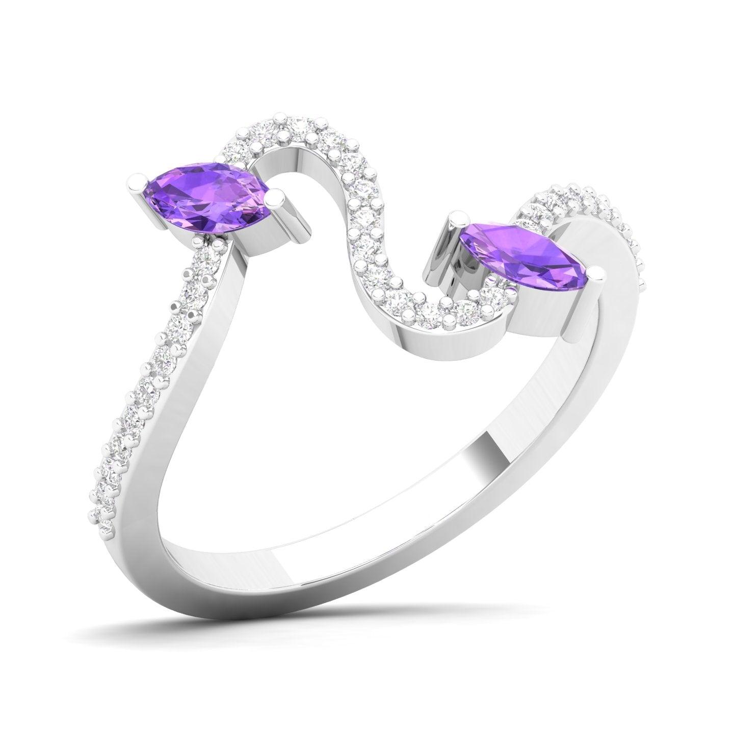 Maurya Pave-Set Diamond and Peridot Twisted Purl Ring